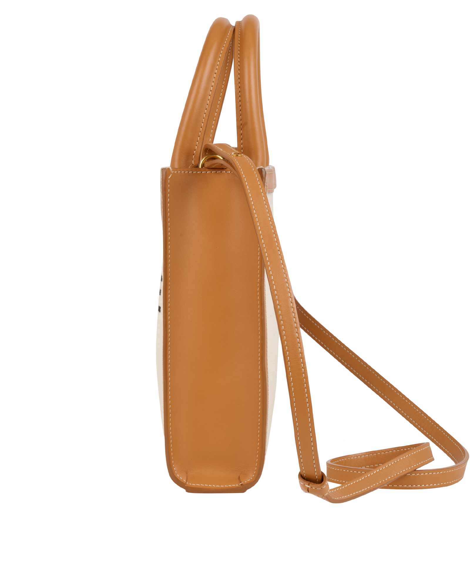 Mini Vertical Cabas, &pound;650, Handbags, Brown/Cream, Canvas, Bottom view